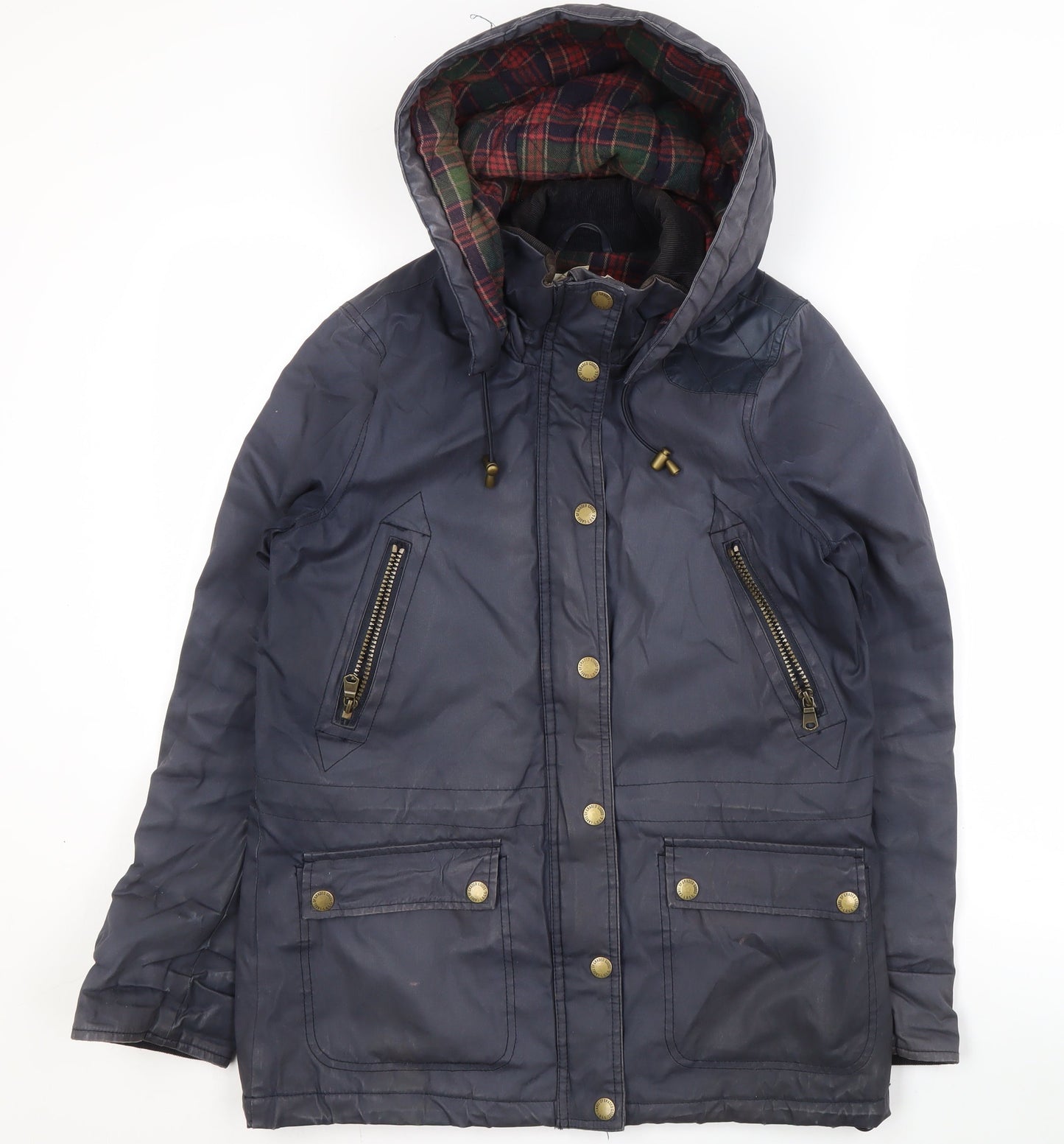 L.O.G.G Women's Blue Mid-Length Hooded Parka Jacket