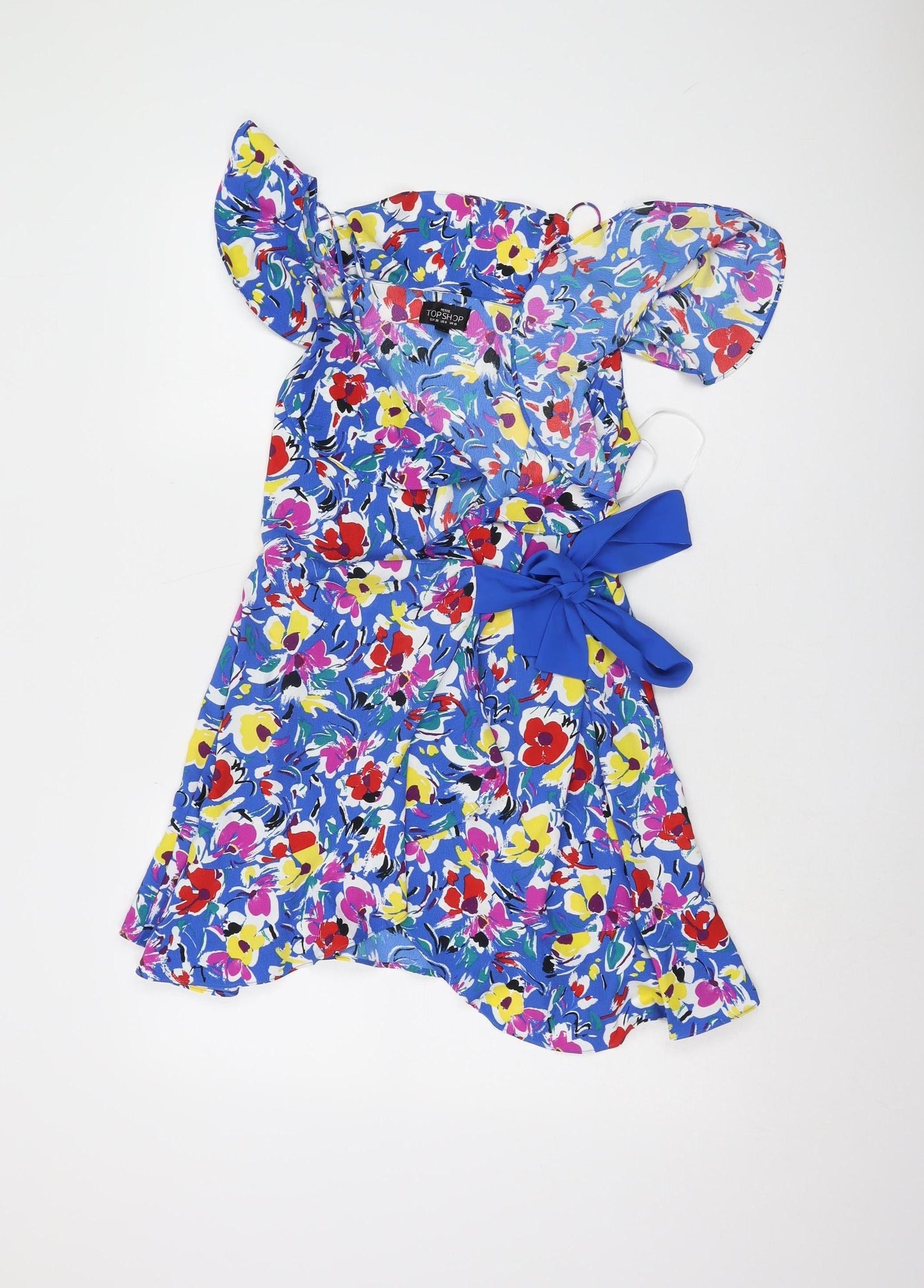 Topshop Women’s Floral Wrap Dress, Multicoloured, Size 10