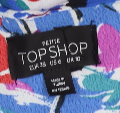 Topshop Women’s Floral Wrap Dress, Multicoloured, Size 10