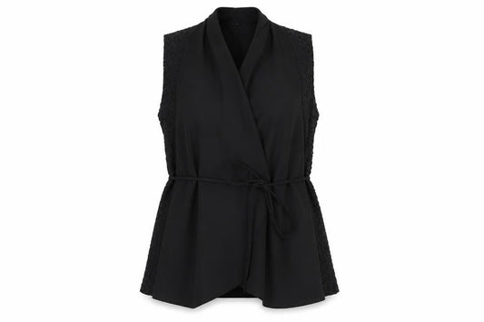 Nicole Exclusives Women's Black Wrap Lace Blouse S