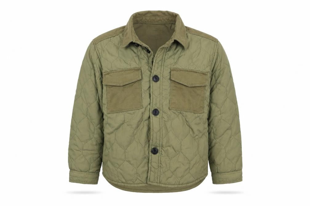 Front view of Zara boys’ green quilted jacket 3-4 years