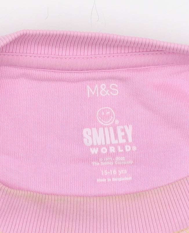 Marks and Spencer Girls Pink Pullover Sweatshirt 15-16Y