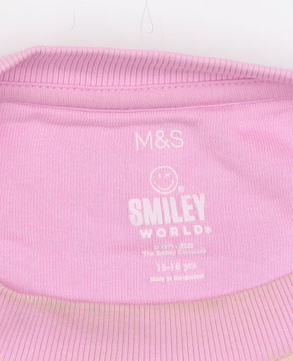 Marks and Spencer Girls Pink Pullover Sweatshirt 15-16Y
