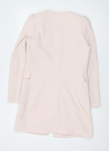 H&M Women's Pink Mid-Length Coat, Size 8, Casual Chic