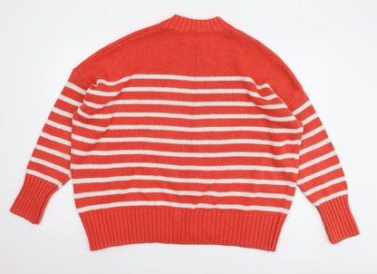 Jones Women's Red Striped Pullover Jumper Size 18