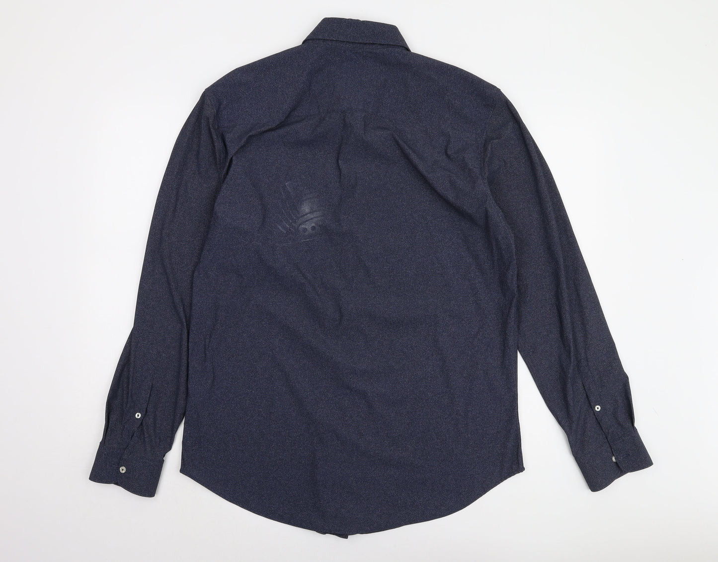 Zara Men's Blue Regular Fit Long Sleeve Shirt L