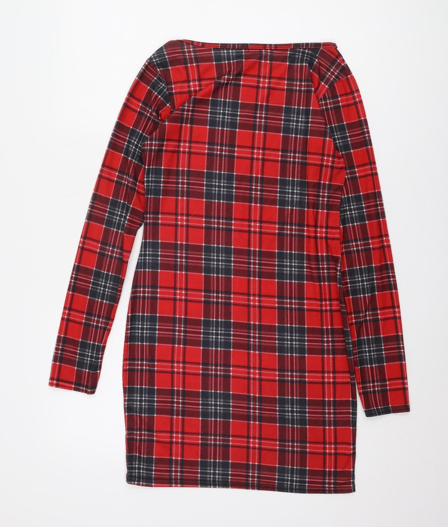 Boohoo Women's Red Plaid Dress Size 10