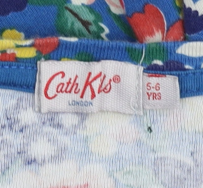 Cath Kidston Girls' Blue Floral Long Sleeve Dress 5-6 Yrs
