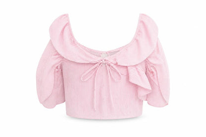 Womens UK Size 12 Boohoo Pink Cropped Blouse
