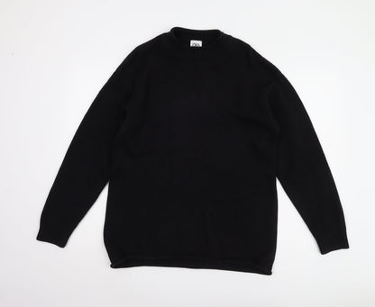 Zara Men's Black L Crew Neck Cotton Pullover Jumper