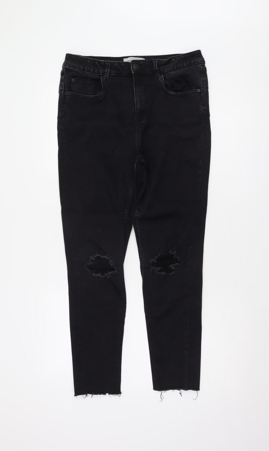 New Look Women's Black Skinny Jeans Size 14 Mid-Rise