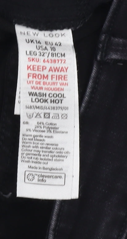 New Look Women's Black Skinny Jeans Size 14 Mid-Rise