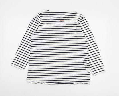Joules Women's Striped T-Shirt White Cotton UK 14