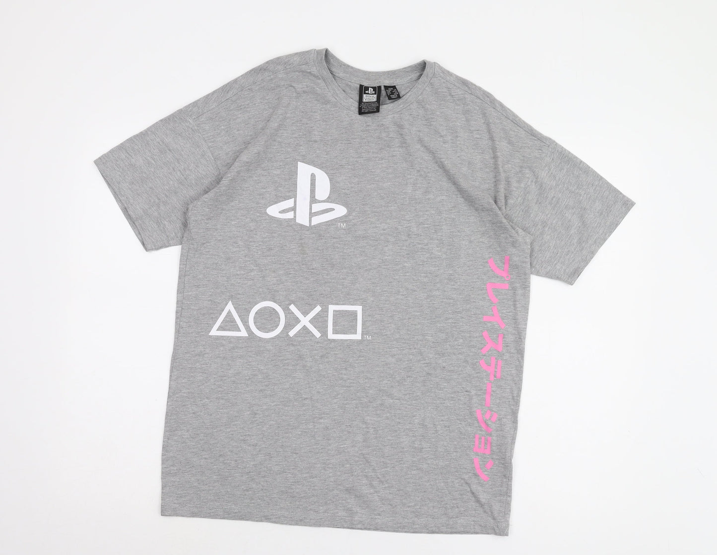 PlayStation Men's Grey Graphic T-Shirt 2XS