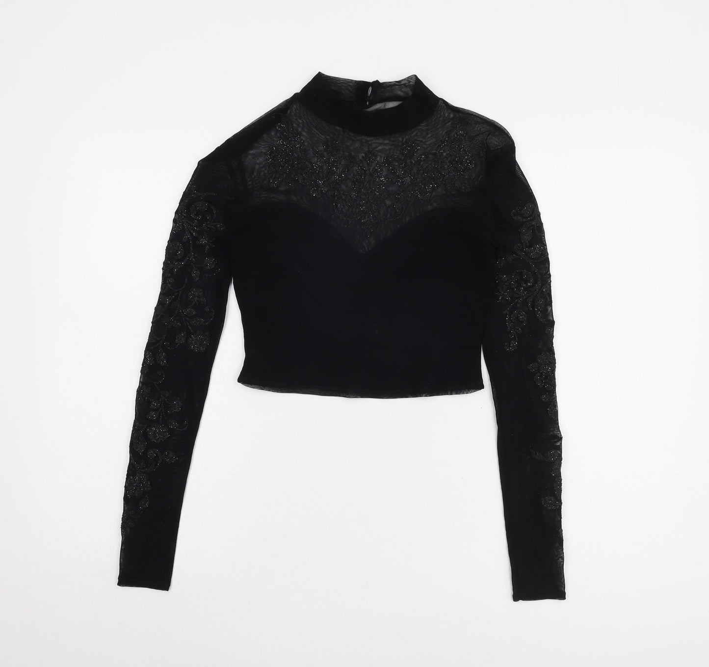 Womens UK Size 10 Lipsy Black Cropped Blouse