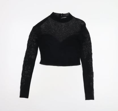 Womens UK Size 10 Lipsy Black Cropped Blouse