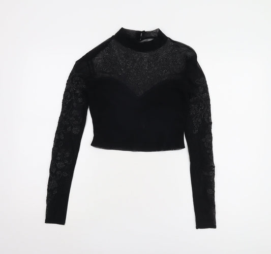 Womens UK Size 10 Lipsy Black Cropped Blouse