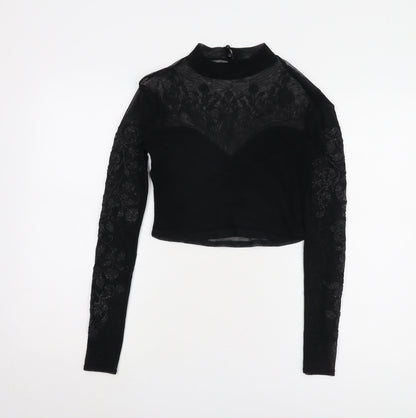 Womens UK Size 10 Lipsy Black Cropped Blouse