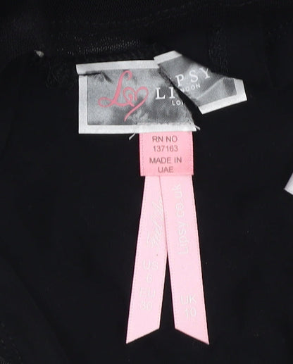 Womens UK Size 10 Lipsy Black Cropped Blouse