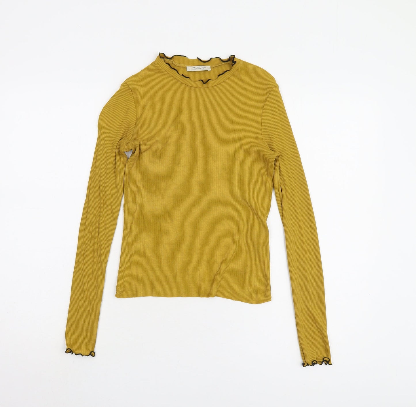 Womens UK Size 10 Zara Yellow Basic T-Shirt