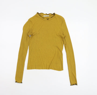 Womens UK Size 10 Zara Yellow Basic T-Shirt