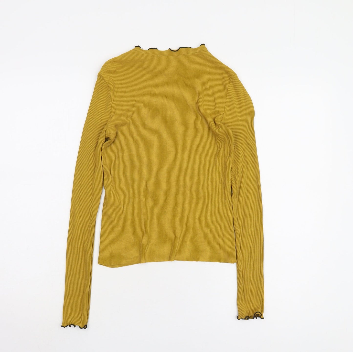 Womens UK Size 10 Zara Yellow Basic T-Shirt