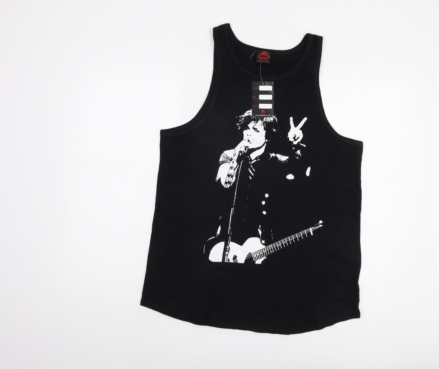 Womens UK Size 14 Death Kitty Black Basic Tank
