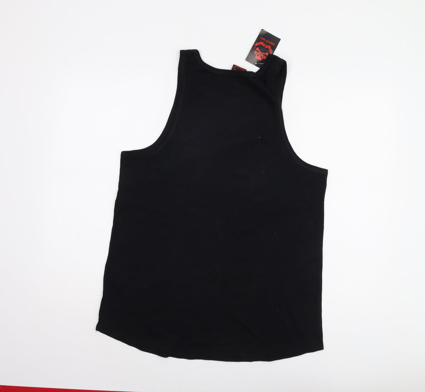 Womens UK Size 14 Death Kitty Black Basic Tank