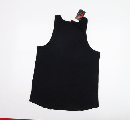 Womens UK Size 14 Death Kitty Black Basic Tank