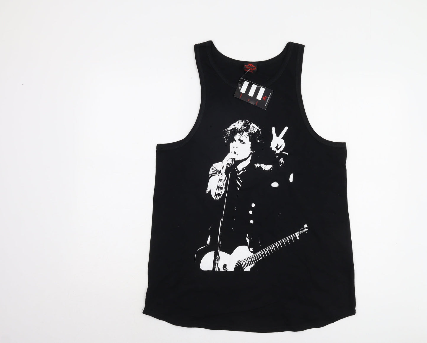 Womens UK Size 14 Death Kitty Black Basic Tank