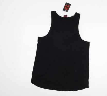 Womens UK Size 14 Death Kitty Black Basic Tank