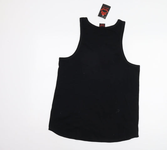 Womens UK Size 14 Death Kitty Black Basic Tank
