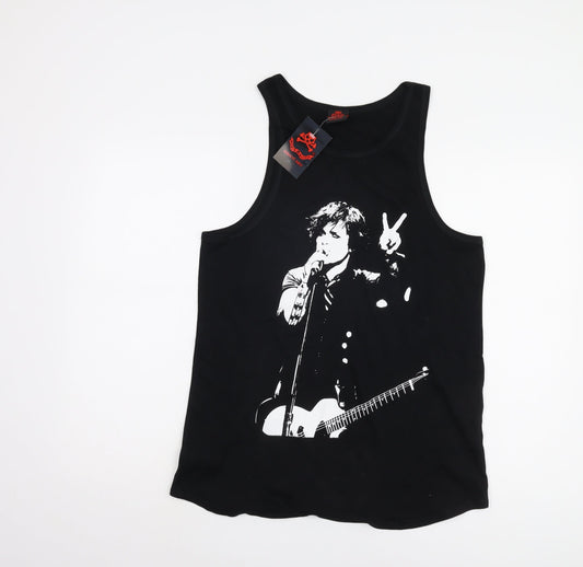 Womens UK Size 12 Death Kitty Black Basic Tank