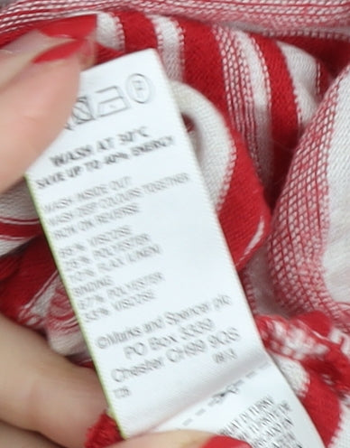 Womens UK Size 14 Marks and Spencer Red Basic T-Shirt