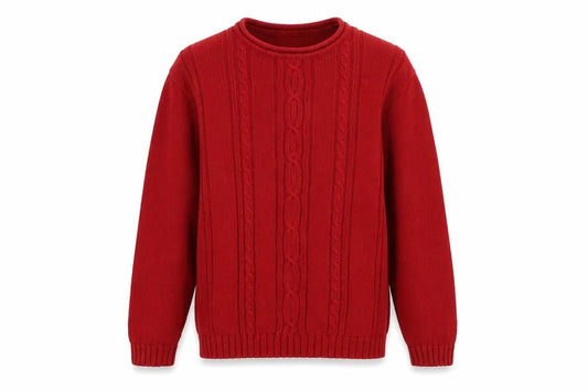 Tulchan Men's Red Cotton Cable-Knit Pullover L