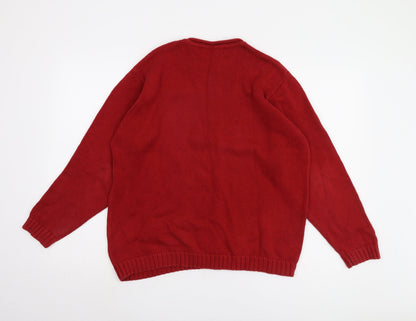 Tulchan Men's Red Cotton Cable-Knit Pullover L