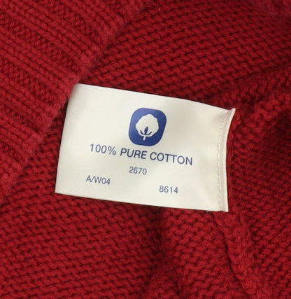 Tulchan Men's Red Cotton Cable-Knit Pullover L