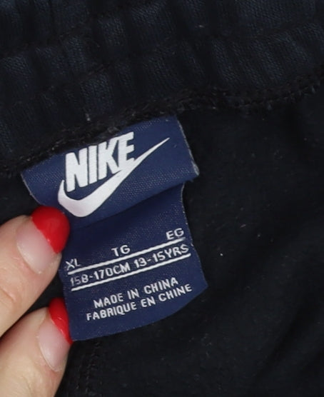 Nike Boys Black Jogger Trousers XL Cotton Blend