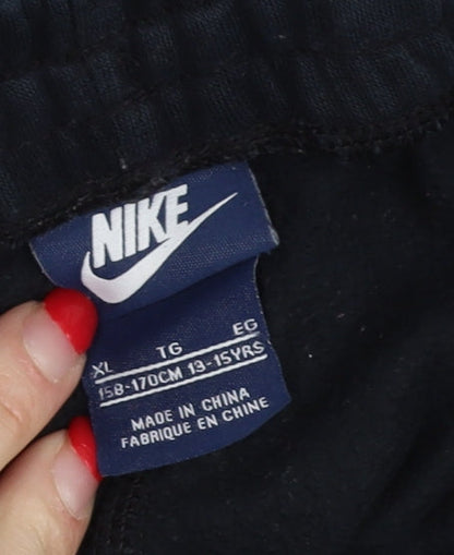 Nike Boys Black Jogger Trousers XL Cotton Blend