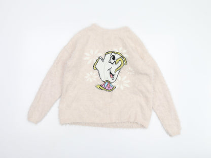 Disney Women's Ivory Beauty and the Beast Jumper, S