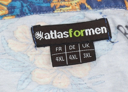 Atlasformen Men's Blue Tropical Polo Shirt 3XL Regular Fit