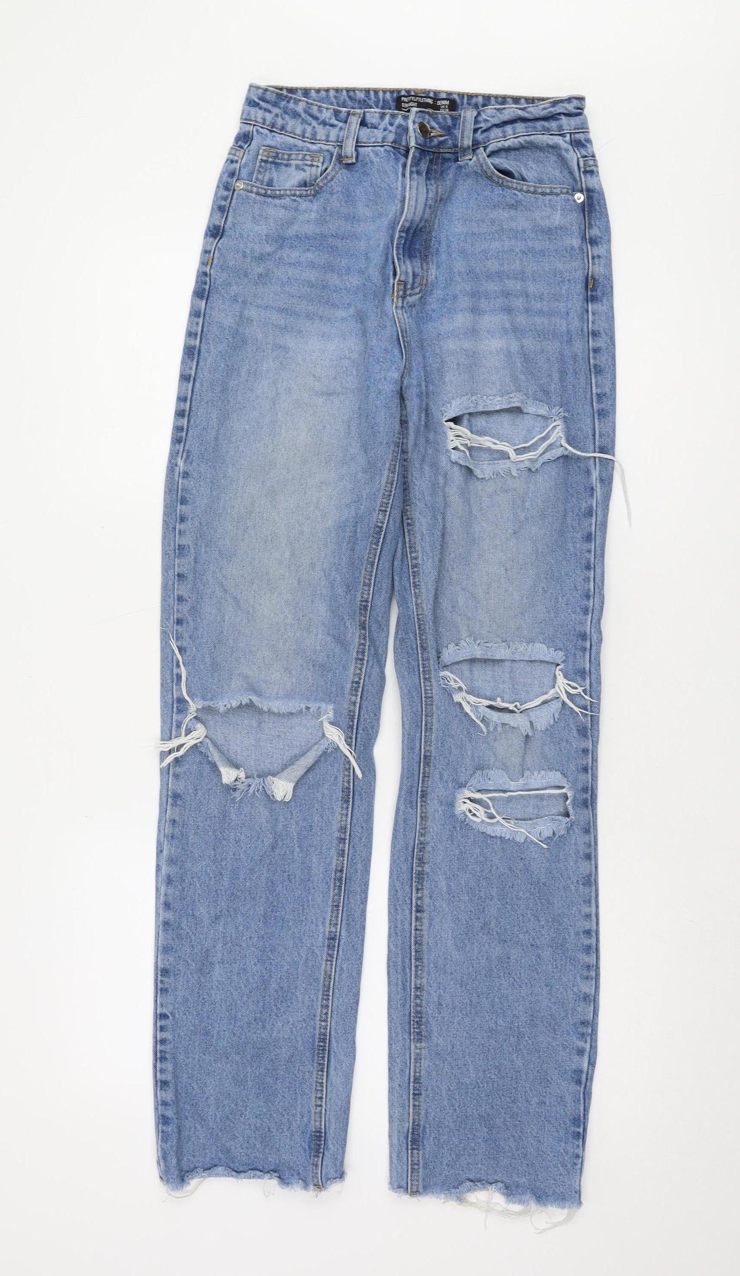 Womens UK Size 8 PRETTYLITTLETHING Regular Fit Straight Blue Jeans