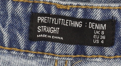 Womens UK Size 8 PRETTYLITTLETHING Regular Fit Straight Blue Jeans