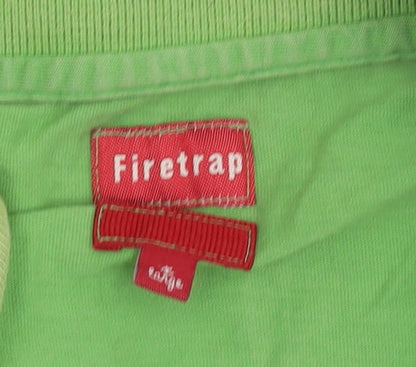 Firetrap Men's Green Polo Shirt, Short Sleeve, Collared
