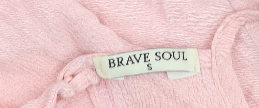Womens UK Size S Brave Soul Pink Basic Blouse