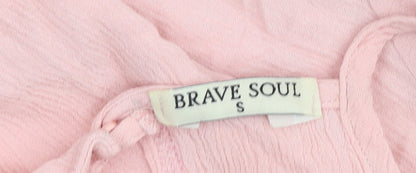 Womens UK Size S Brave Soul Pink Basic Blouse
