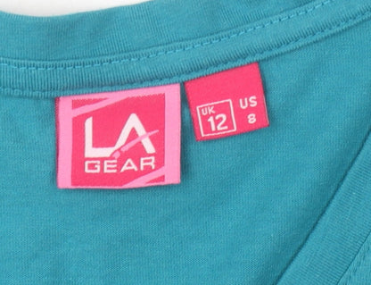 Womens UK Size 12 LA Gear Blue Basic T-Shirt