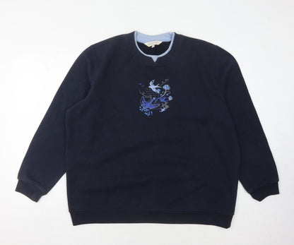 Northern Reflections Women's Blue Embroidered Sweatshirt XXL