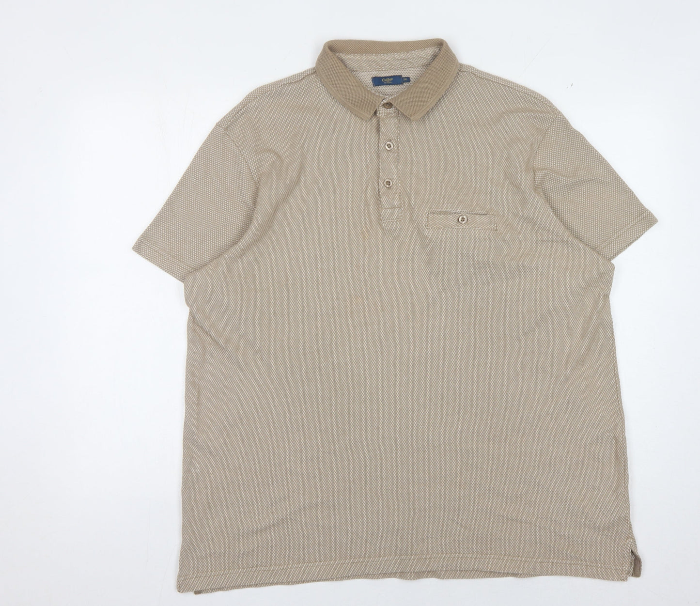 Cotton Traders Men's Beige Polo Shirt 2XL Short Sleeve