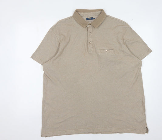 Cotton Traders Men's Beige Polo Shirt 2XL Short Sleeve